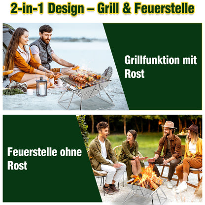 Hengda Faltbarer Grill, Kleiner Tragbarer BBQ Grill, 2-fach Höhenverstellbar