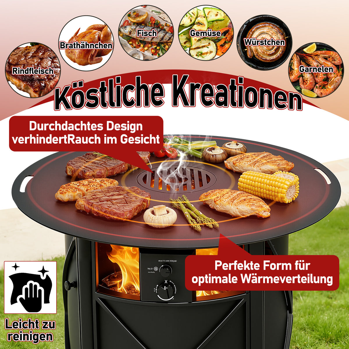 Hengda Carbonstahl Feuerplatte Ø 80 cm