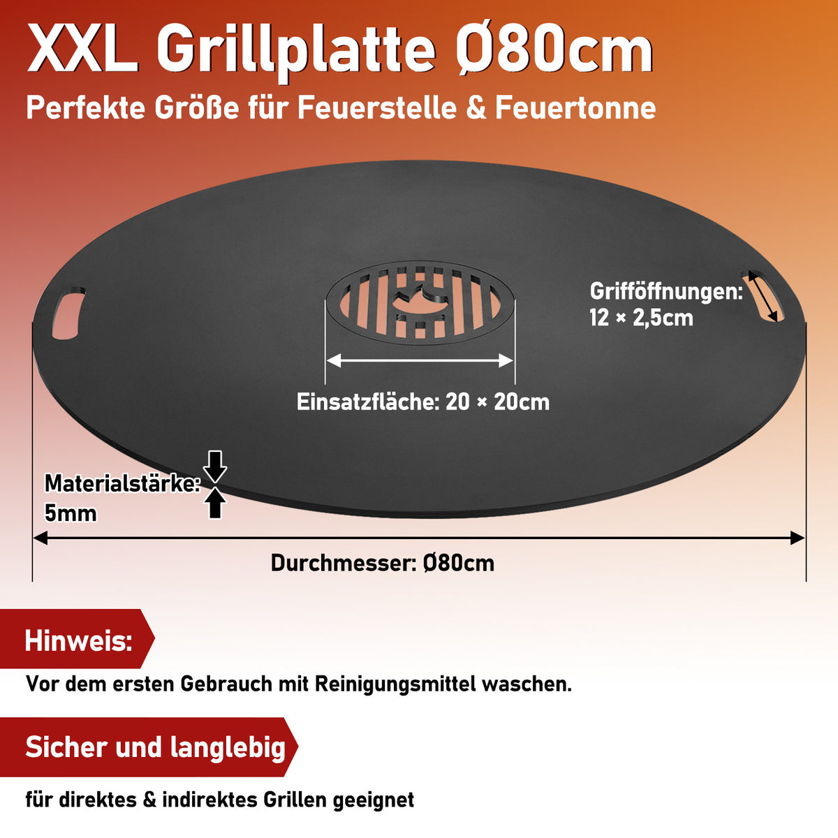 Hengda Carbonstahl Feuerplatte Ø 80 cm