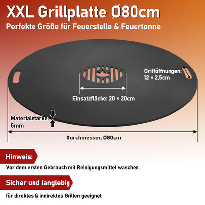 Hengda Carbonstahl Feuerplatte Ø 80 cm