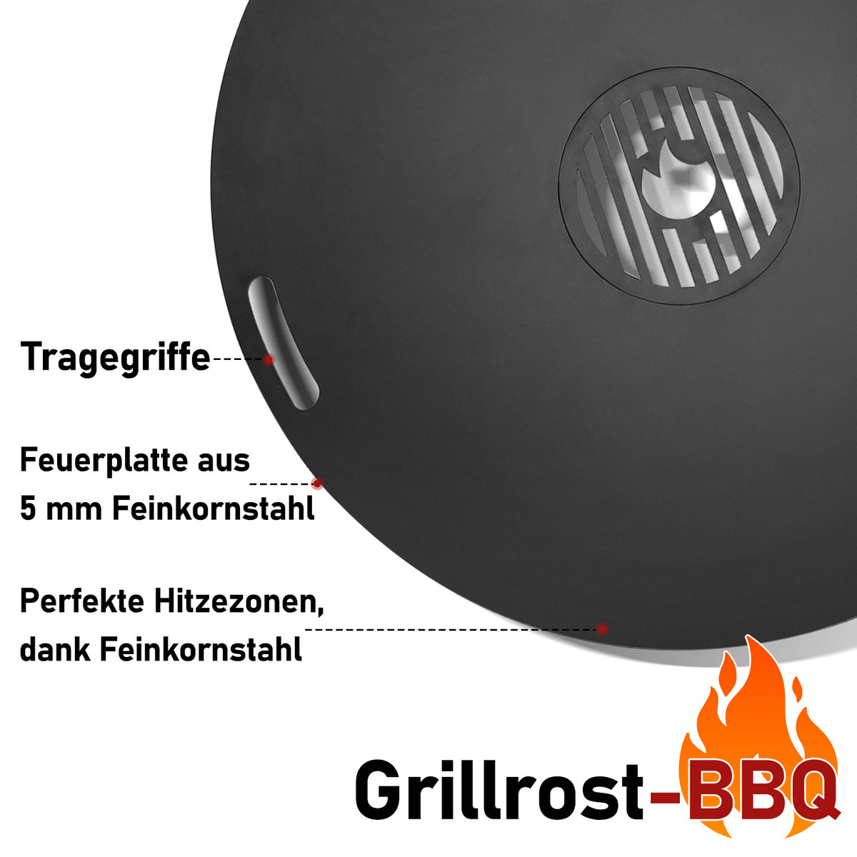 Hengda Carbonstahl Feuerplatte Ø 80 cm