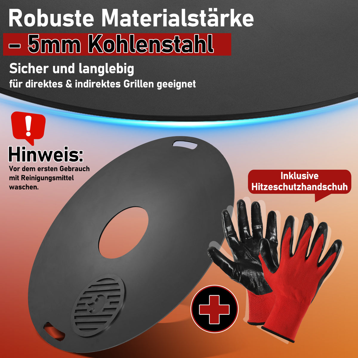 Hengda Carbonstahl Feuerplatte Ø 80 cm