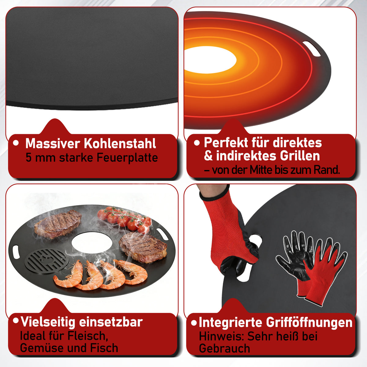 Hengda Carbonstahl Feuerplatte Ø 80 cm