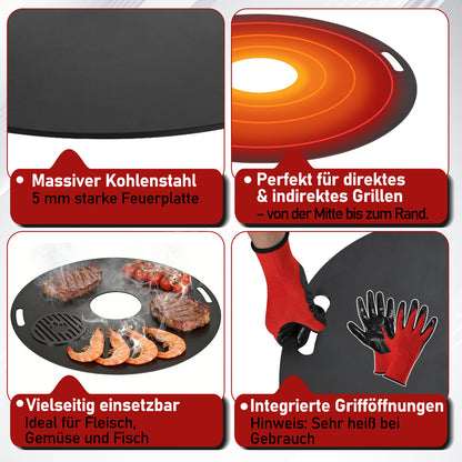 Hengda Carbonstahl Feuerplatte Ø 80 cm