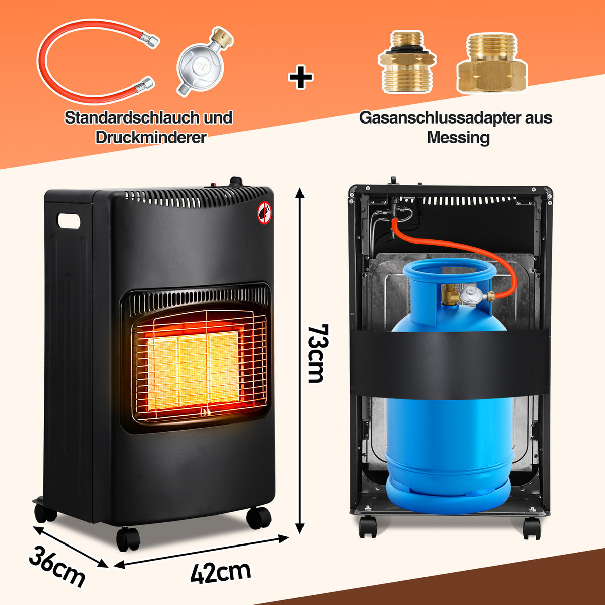 Hengda Gasheizer Keramik 4200W, Gasheizung