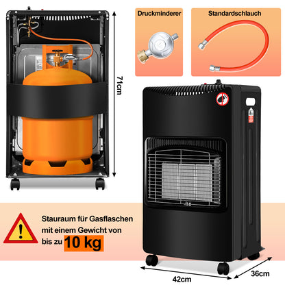 Hengda Gasheizer Keramik 4200 W inkl. Gasdruckregler Gasschlauch