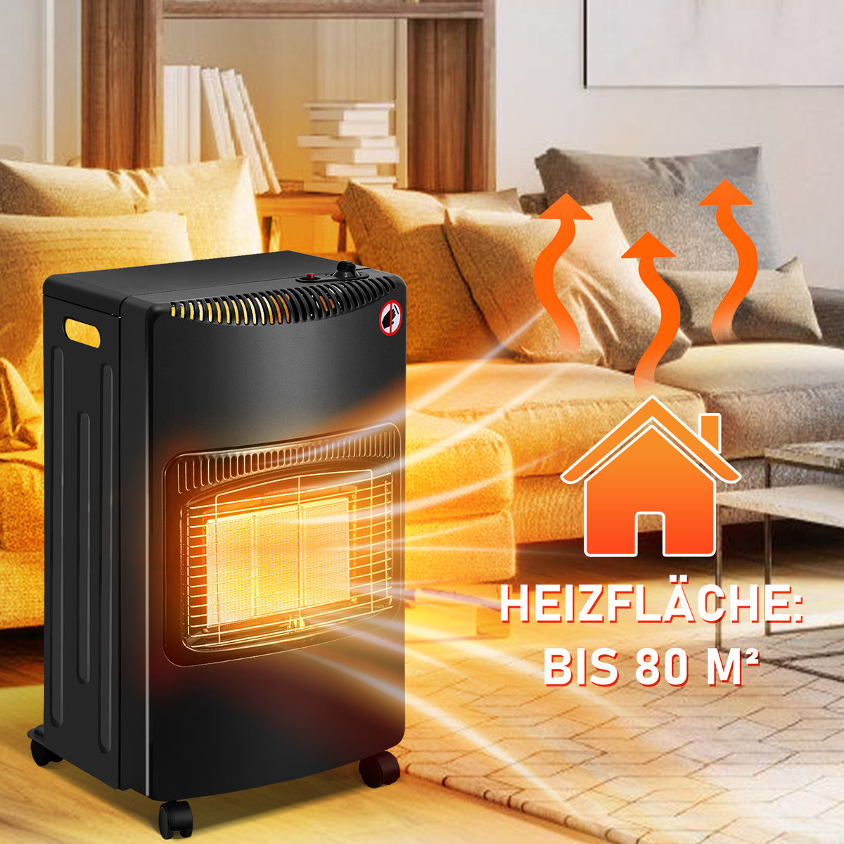 Hengda Gasheizer Keramik 4200 W inkl. Gasdruckregler Gasschlauch