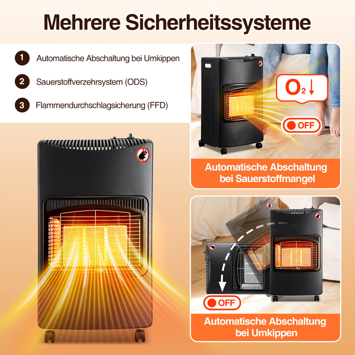 Hengda Gasheizer Keramik 4200W, Gasheizung