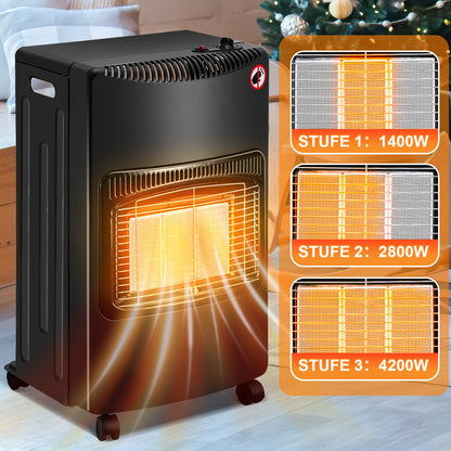 Hengda Gasheizer Keramik 4200 W inkl. Gasdruckregler Gasschlauch