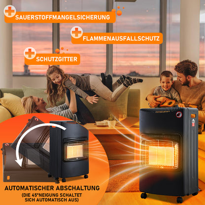 Hengda Gasheizer Keramik 4200 W inkl. Gasdruckregler Gasschlauch