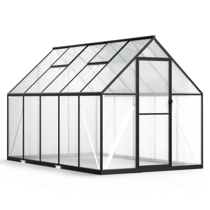 Hengda Gewächshaus Aluminium, mit Bodenrahmen & Dachfenster, 4 mm Polycarbonat-Hohlkammerplatten