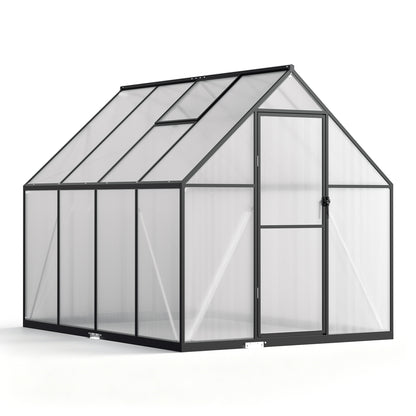 Hengda Gewächshaus Aluminium, mit Bodenrahmen & Dachfenster, 4 mm Polycarbonat-Hohlkammerplatten