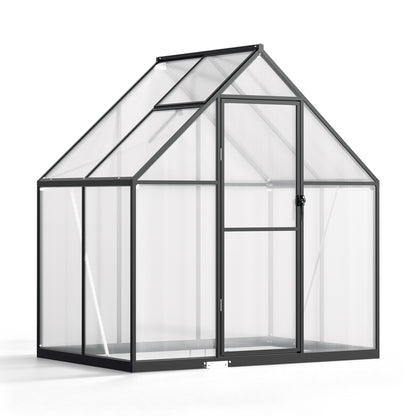 Hengda Gewächshaus Aluminium, mit Bodenrahmen & Dachfenster, 4 mm Polycarbonat-Hohlkammerplatten