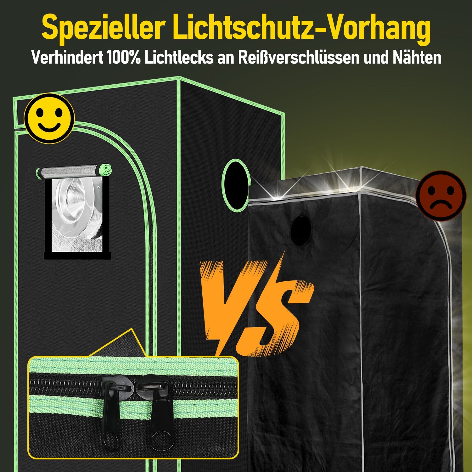 Hengda Growzelt Komplettset, Growbox mit LED Grow Lampe, Gewächshaus, Pflanzenzelt inkl. Belüftungssystem