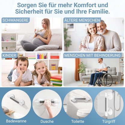 Hengda Haltegriff Dusche mit Saugnapf, MAX 110 KG, 32CM Duschgriff, Abnehmbare Badewannengriff, Sauggriff, Badgriff