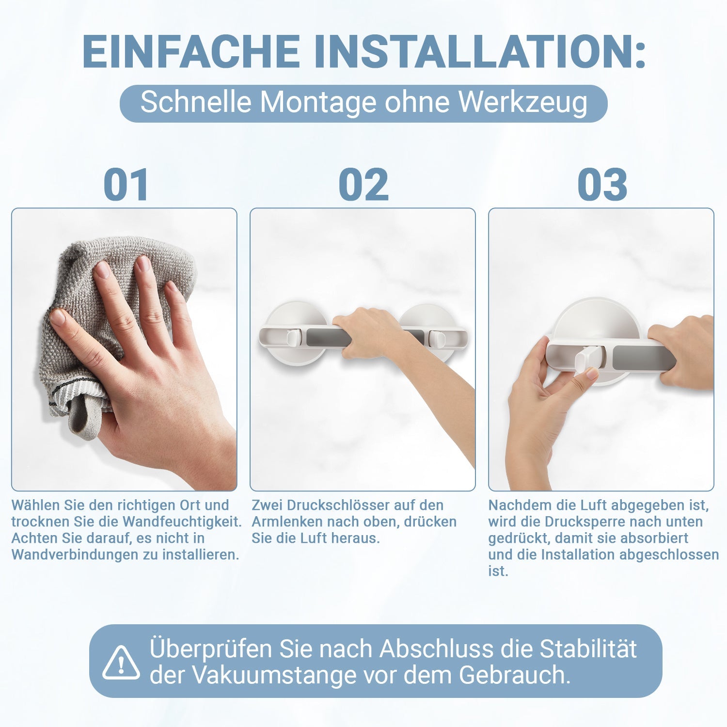 Hengda Haltegriff Dusche mit Saugnapf, MAX 110 KG, 32CM Duschgriff, Abnehmbare Badewannengriff, Sauggriff, Badgriff