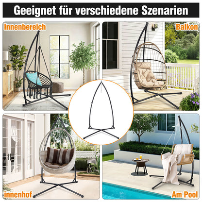 Hengda Hängesessel Gestell aus Metall, Hängestuhlgestell bis 150 kg, freistehender Hängesitzständer für Hängesessel, Indoor & Outdoor