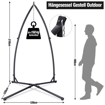 Hengda Hängesessel Gestell aus Metall, Hängestuhlgestell bis 150 kg, freistehender Hängesitzständer für Hängesessel, Indoor & Outdoor
