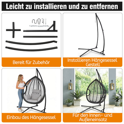 Hengda Hängesessel Gestell aus Metall, Hängestuhlgestell bis 150 kg, freistehender Hängesitzständer für Hängesessel, Indoor & Outdoor
