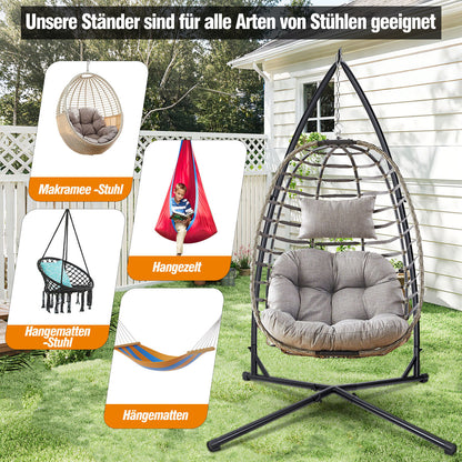 Hengda Hängesessel Gestell aus Metall, Hängestuhlgestell bis 150 kg, freistehender Hängesitzständer für Hängesessel, Indoor & Outdoor