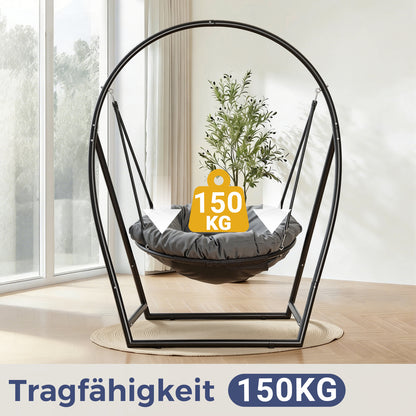 Hengda Hängesessel mit Gestell, Höhenverstellbar Runder Hängestuhl, bis 150kg Belastbar