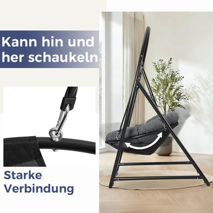 Hengda Hängesessel mit Gestell, Höhenverstellbar Runder Hängestuhl, bis 150kg Belastbar