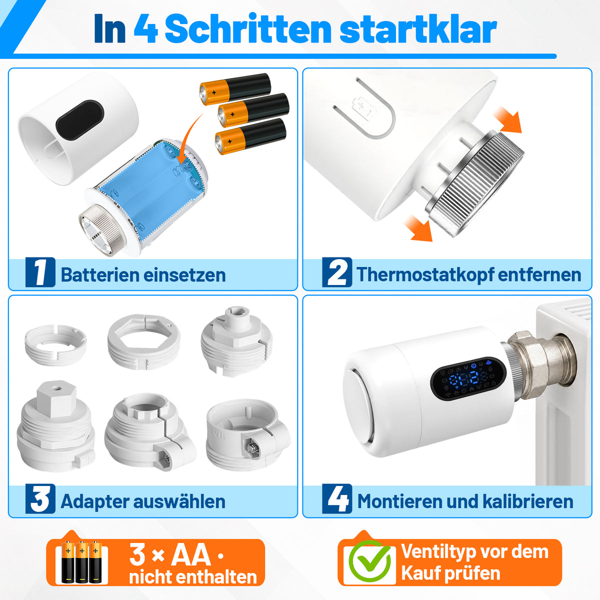 Hengda Heizkörperthermostat, Fenstererkennung, Smart Life/Tuya App