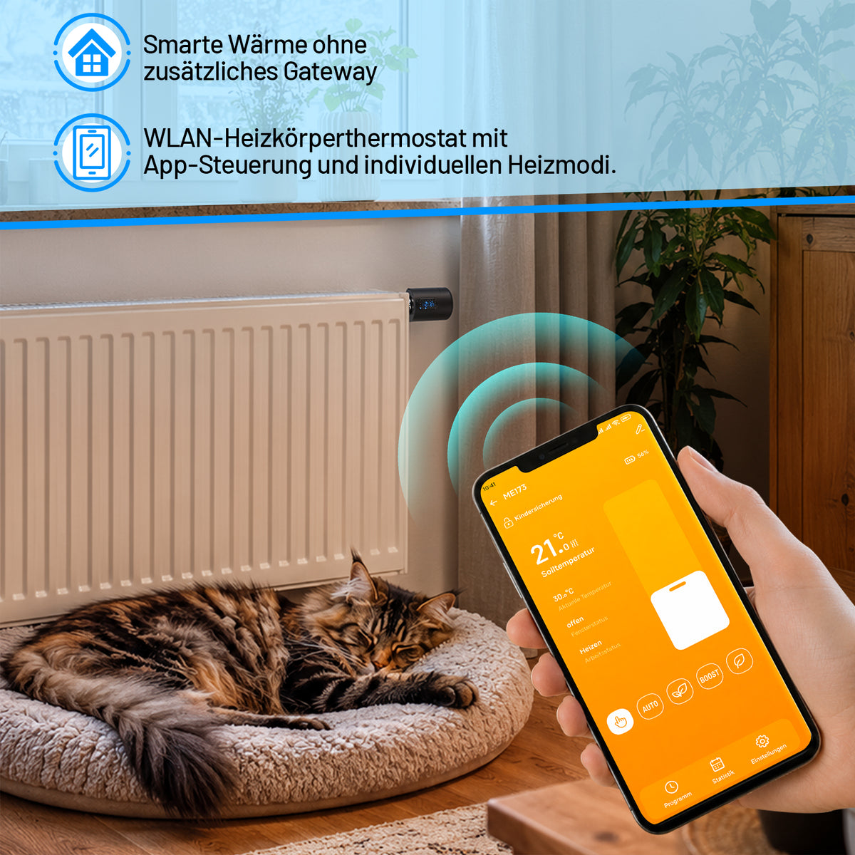 Hengda Heizkörperthermostat, Fenstererkennung, Smart Life/Tuya App