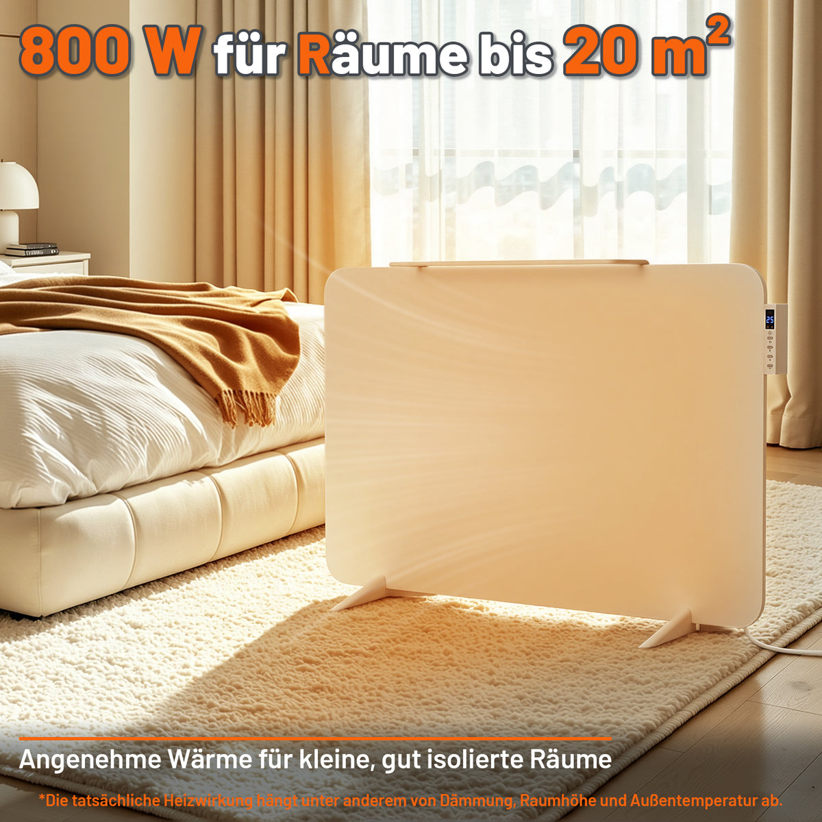Hengda 450W/800W Infrarotheizung Überhitzungsschutz, mit Handtuchhalter