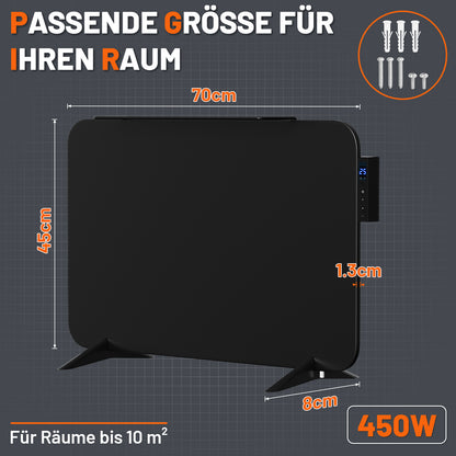Hengda 450W/800W Infrarotheizung Überhitzungsschutz, mit Handtuchhalter