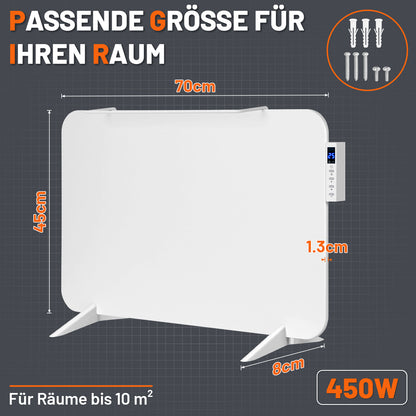 Hengda 450W/800W Infrarotheizung Überhitzungsschutz, mit Handtuchhalter