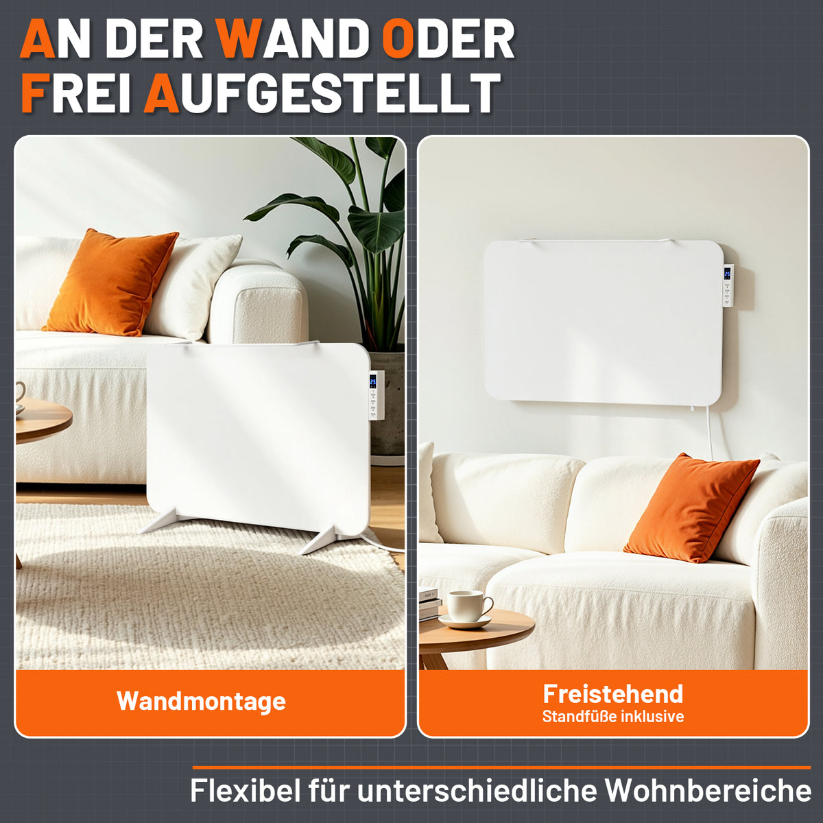 Hengda 450W/800W Infrarotheizung Überhitzungsschutz, mit Handtuchhalter