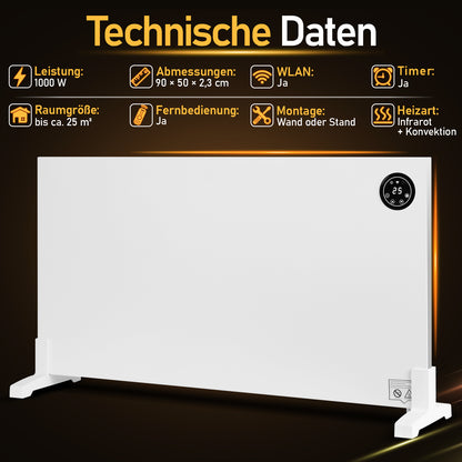 Hengda Infrarotheizung, Doppelte Überhitzungssicherung, mit Touchscreen und Fernbedienung