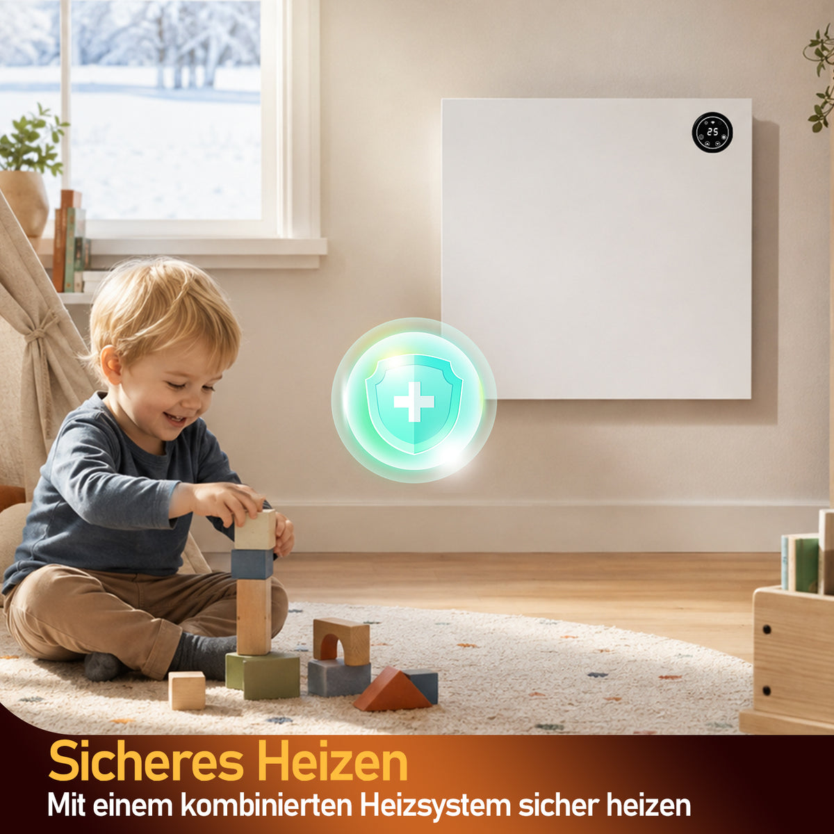 Hengda Infrarotheizung, Doppelte Überhitzungssicherung, mit Touchscreen und Fernbedienung