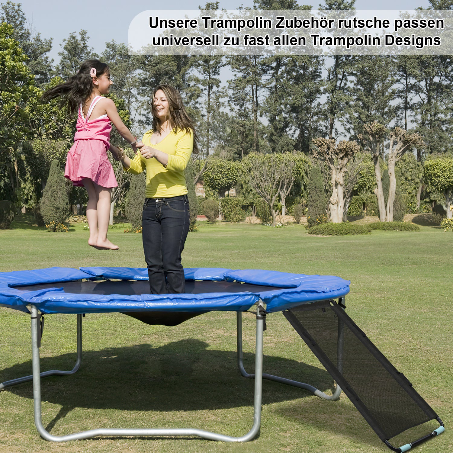 Hengda Trampolin Rutsche 150 cm für Gartentrampolin, universelles Kindertrampolin Zubehör, belastbar bis 100 kg, passend für 10FT Trampoline und größer