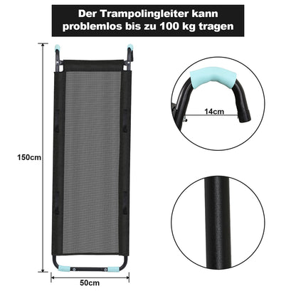 Hengda Trampolin Rutsche 150 cm für Gartentrampolin, universelles Kindertrampolin Zubehör, belastbar bis 100 kg, passend für 10FT Trampoline und größer