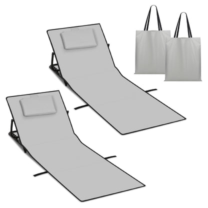 Hengda Klappbare Strandliege 145 cm, Strandmatte Faltbar, mit Kissen und Tragetasche
