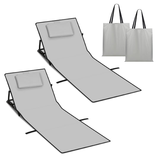 Hengda Klappbare Strandliege 145 cm, Strandmatte Faltbar, mit Kissen und Tragetasche