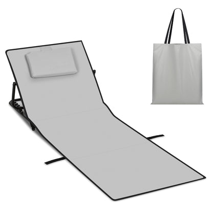 Hengda Klappbare Strandliege 145 cm, Strandmatte Faltbar, mit Kissen und Tragetasche