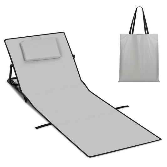 Hengda Klappbare Strandliege 145 cm, Strandmatte Faltbar, mit Kissen und Tragetasche