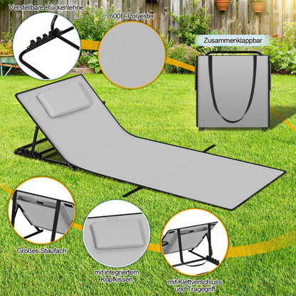 Hengda Klappbare Strandliege 145 cm, Strandmatte Faltbar, mit Kissen und Tragetasche