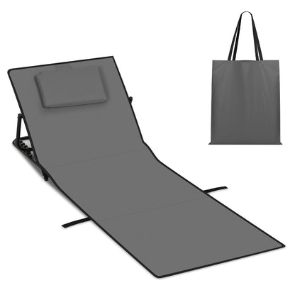 Hengda Klappbare Strandliege 145 cm, Strandmatte Faltbar, mit Kissen und Tragetasche