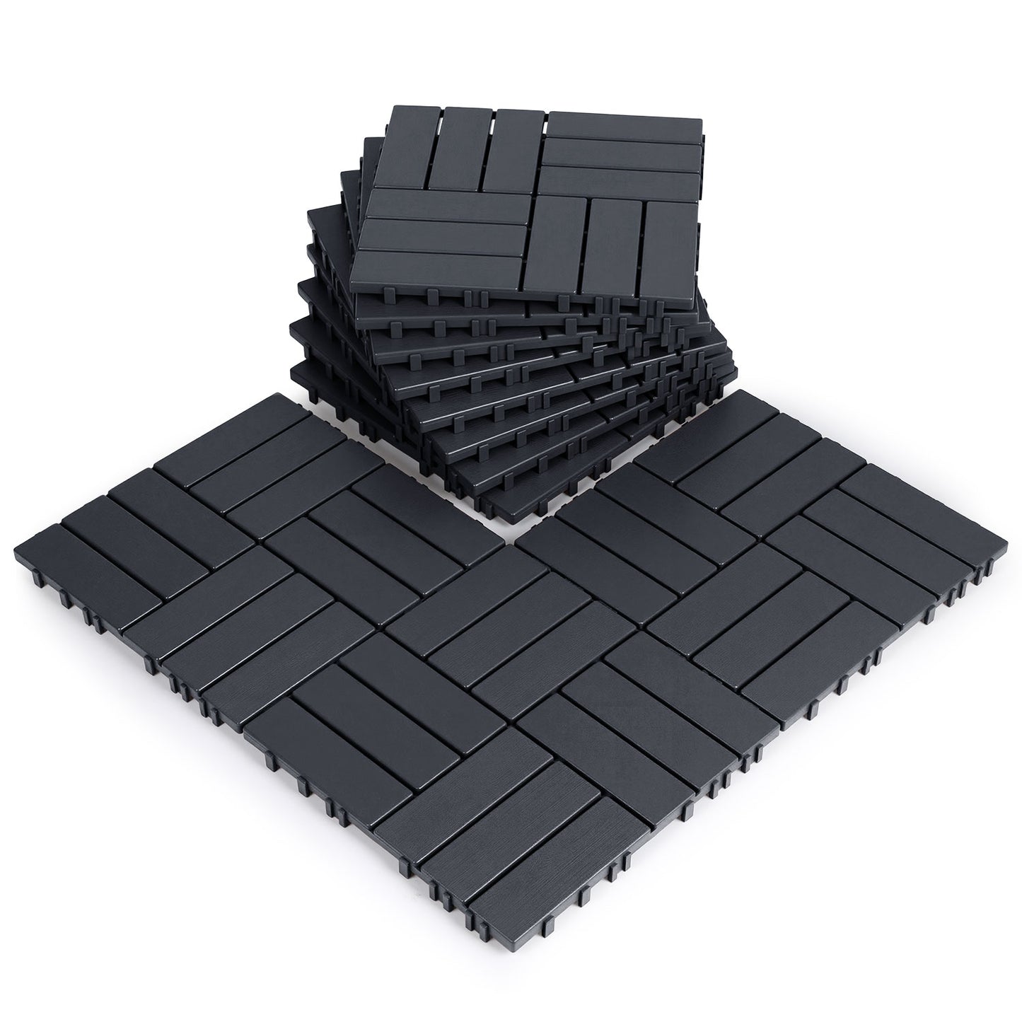 Hengda PP Terrassenfliesen Rutschfest Kunststoff-Bodenbelag 30x30cm mit Klicksystem