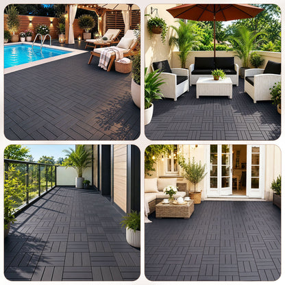 Hengda PP Terrassenfliesen Rutschfest Kunststoff-Bodenbelag 30x30cm mit Klicksystem