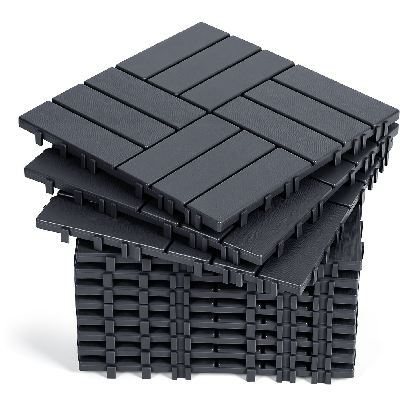 Hengda PP Terrassenfliesen Rutschfest Kunststoff-Bodenbelag 30x30cm mit Klicksystem