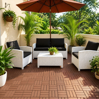 Hengda PP Terrassenfliesen Rutschfest Kunststoff-Bodenbelag 30x30cm mit Klicksystem