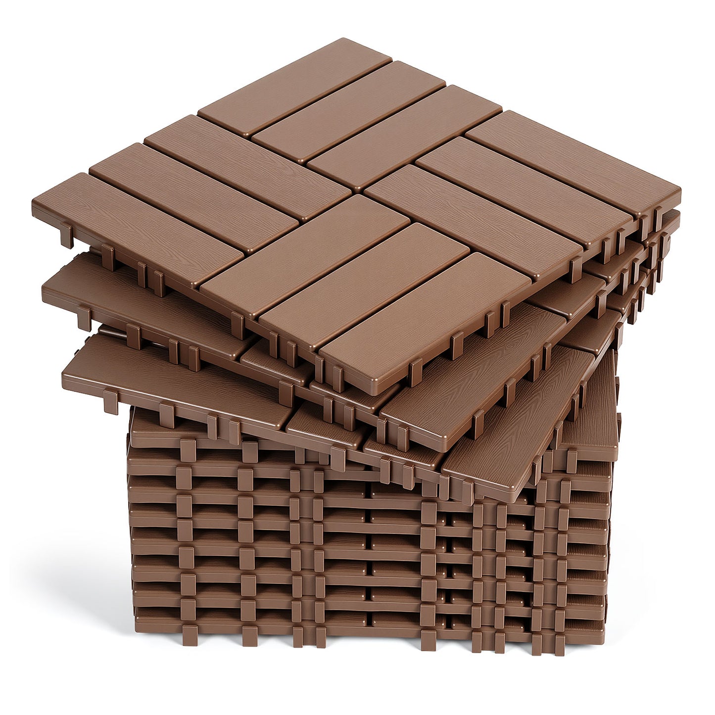 Hengda PP Terrassenfliesen Rutschfest Kunststoff-Bodenbelag 30x30cm mit Klicksystem