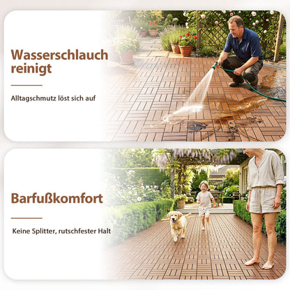 Hengda PP Terrassenfliesen Rutschfest Kunststoff-Bodenbelag 30x30cm mit Klicksystem