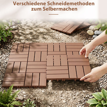 Hengda PP Terrassenfliesen Rutschfest Kunststoff-Bodenbelag 30x30cm mit Klicksystem