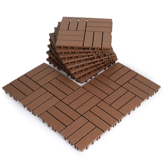 Hengda PP Terrassenfliesen Rutschfest Kunststoff-Bodenbelag 30x30cm mit Klicksystem